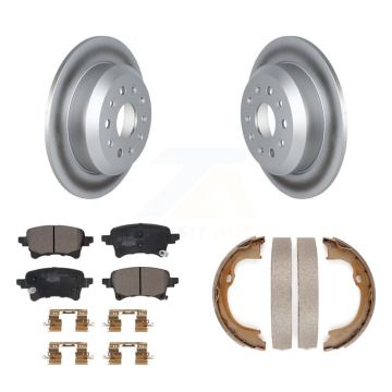 Rear Disc Coated Rotors Ceramic Pads And Parking Brake Shoes Kit For Jeep Wrangler KGT-103697