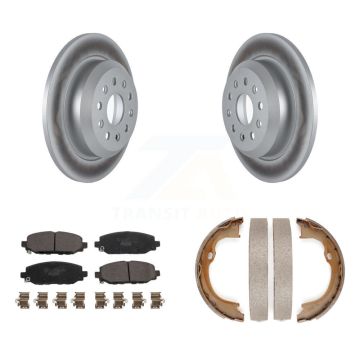 Rear Disc Coated Rotors Ceramic Pads & Parking Shoes Kit For 18-20 Jeep Wrangler Rubicon KGT-103698