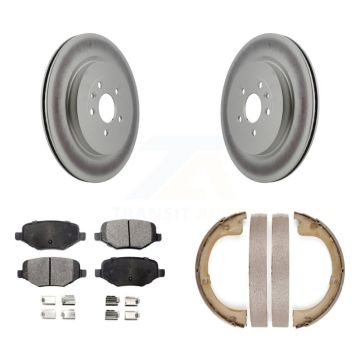 Rear Disc Coated Rotors Ceramic Pads And Parking Brake Shoes Kit For Lincoln MKT KGT-103726