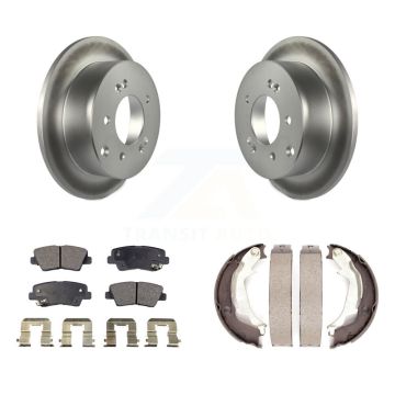 Rear Disc Coated Rotors Ceramic Pads And Parking Brake Shoes Kit For 2010-2013 Kia Soul KGT-103729