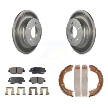 Rear Disc Coated Rotors Ceramic Pads And Parking Brake Shoes Kit For Hyundai Sonata 3.3L KGT-103732