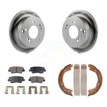 Rear Disc Coated Rotors Ceramic Pads And Parking Brake Shoes Kit For Hyundai Sonata 2.4L KGT-103733