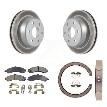 Rear Disc Coated Rotors Ceramic Pads & Parking Shoes Kit For Chevrolet GMC Silverado 1500 KGT-103744