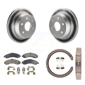 Rear Disc Coated Rotors Ceramic Pads Parking Shoes Kit For 02 Chevrolet Suburban 1500 4WD KGT-103746