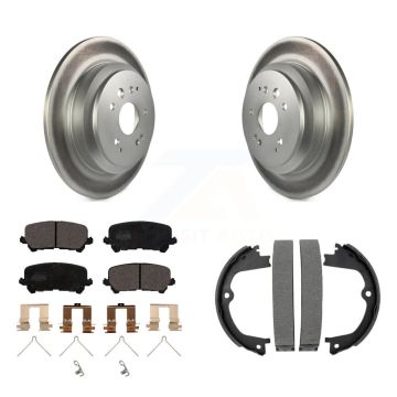 Rear Disc Coated Rotors Ceramic Pads And Parking Brake Shoes Kit For 2014-2016 Acura MDX KGT-103749