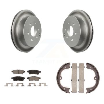 Rear Disc Coated Rotors Ceramic Pads & Parking Brake Shoes Kit For Nissan Frontier Xterra KGT-103764