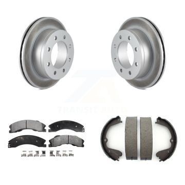 Rear Disc Coated Rotors Ceramic Pads & Parking Brake Shoes Kit For Chevrolet Express 4500 KGT-103774