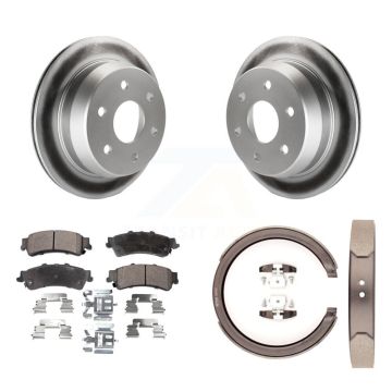 Rear Disc Coated Rotors Ceramic Pads & Parking Shoes Kit For Chevrolet GMC Silverado 1500 KGT-103804