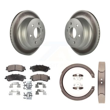 Rear Disc Coated Rotors Ceramic Pads Parking Brake Shoes Kit For GMC Sierra 1500 Classic KGT-103805