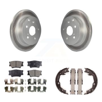 Rear Disc Coated Rotors Ceramic Pads Parking Brake Shoes Kit For Toyota RAV4 Lexus HS250h KGT-103820