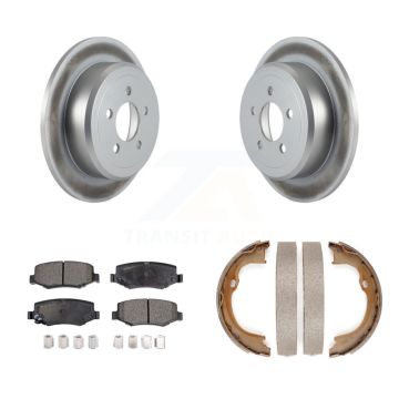 Rear Disc Coated Rotors Ceramic Pads Parking Brake Shoes Kit For Jeep Liberty Dodge Nitro KGT-103826