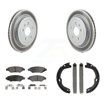 Rear Disc Coated Rotors Ceramic Pads And Parking Brake Shoes Kit For Cadillac CTS KGT-103832