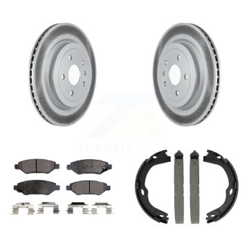 Rear Disc Coated Rotors Ceramic Pads And Parking Brake Shoes Kit For Cadillac CTS KGT-103833