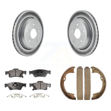 Rear Disc Coated Rotors Ceramic Pads & Parking Shoes Kit For Jeep Grand Cherokee Dodge WK KGT-103835