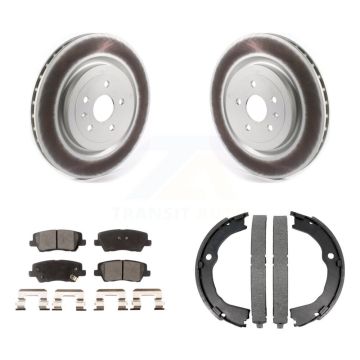 Rear Disc Coated Rotors Ceramic Pads & Parking Shoes Kit For Cadillac CTS Coupe with 6.2L KGT-103841