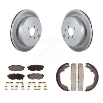 Rear Disc Coated Rotors Ceramic Pads & Parking Brake Shoes Kit For Subaru Outback Legacy KGT-103843