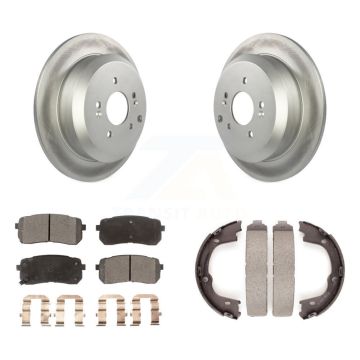 Rear Disc Coated Rotors Ceramic Pads And Parking Shoes Kit For 2007-2012 Hyundai Veracruz KGT-103846