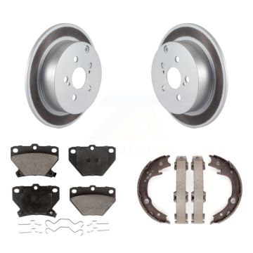 Rear Disc Coated Rotors Ceramic Pads Parking Shoes Kit For Toyota Matrix Corolla Pontiac KGT-103848