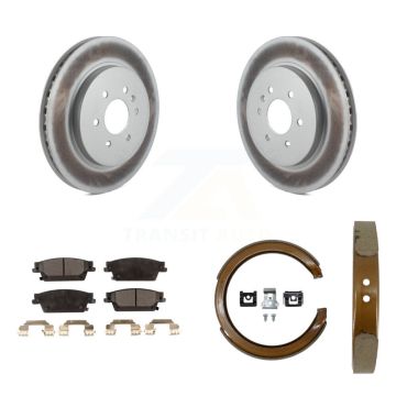 Rear Disc Coated Rotors Ceramic Pads And Parking Brake Shoes Kit For Cadillac SRX KGT-103850