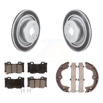 Rear Disc Coated Rotors Ceramic Pads Parking Shoes Kit For INFINITI G37 Nissan 370Z Q60 Z KGT-103854