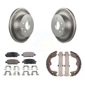Rear Disc Coated Rotors Ceramic Pads And Parking Brake Shoes Kit For INFINITI G35 KGT-103865