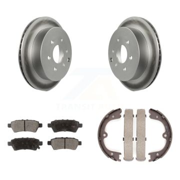 Rear Disc Coated Rotors Ceramic Pads Parking Brake Shoes Kit For 2006-2007 Nissan Xterra KGT-103868
