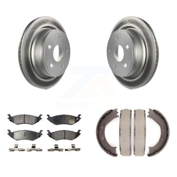 Rear Disc Coated Rotors Ceramic Pads And Parking Brake Shoes Kit For Dodge Ram 1500 KGT-103871