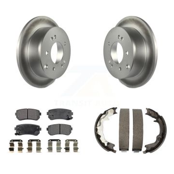 Rear Disc Coated Rotors Ceramic Pads Parking Brake Shoes Kit For 2010-2013 Kia Forte Koup KGT-103877