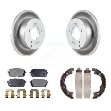 Rear Disc Coated Rotors Ceramic Pads And Parking Brake Shoes Kit For 2007-2010 Kia Rondo KGT-103881