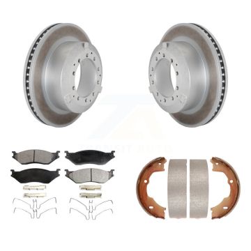 Rear Disc Coated Rotors Ceramic Pads & Parking Shoes Kit For Ford F-450 Super Duty F-550 KGT-103884