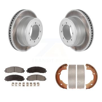 Rear Disc Coated Rotors Ceramic Pads & Parking Brake Shoes Kit For Ford F-450 Super Duty KGT-103885