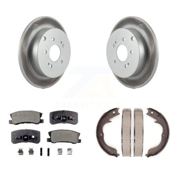 Rear Disc Coated Rotors Ceramic Pads And Parking Brake Shoes Kit For Mitsubishi Endeavor KGT-103889