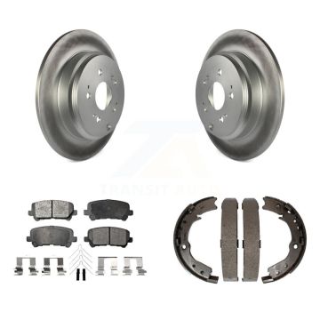 Rear Disc Coated Rotors Ceramic Pads Parking Brake Shoes Kit For 2011-2017 Honda Odyssey KGT-103893