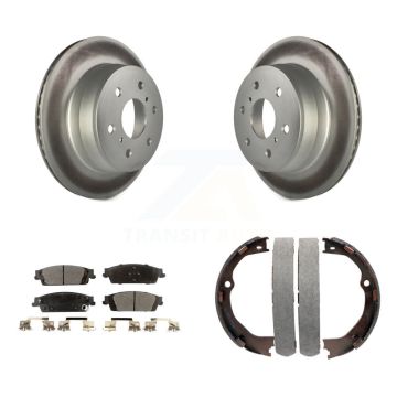 Rear Disc Coated Rotors Ceramic Pads & Parking Shoes Kit For GMC Chevrolet Sierra 1500 LD KGT-103899