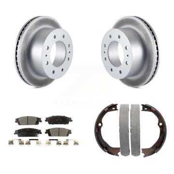 Rear Disc Coated Rotors Ceramic Pads And Parking Brake Shoes Kit For Chevrolet Suburban KGT-103900