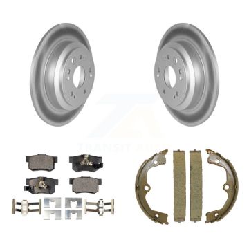 Rear Disc Coated Rotors Ceramic Pads & Parking Brake Shoes Kit For Honda Accord Crosstour KGT-103902