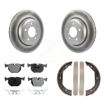Rear Disc Coated Rotors Ceramic Pads And Parking Brake Shoes Kit For BMW 330Ci 330i 330xi KGT-103904
