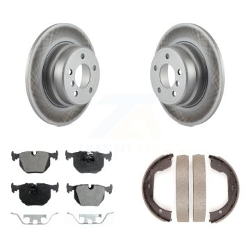 Rear Disc Coated Rotors Ceramic Pads And Parking Brake Shoes Kit For BMW X5 KGT-103905
