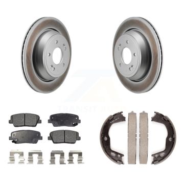 Rear Disc Coated Rotors Ceramic Pads Parking Brake Shoes Kit For 2011-2013 Hyundai Equus KGT-103910