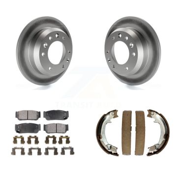 Rear Disc Coated Rotors Ceramic Pads & Parking Shoes Kit For Hyundai Entourage Kia Sedona KGT-103912