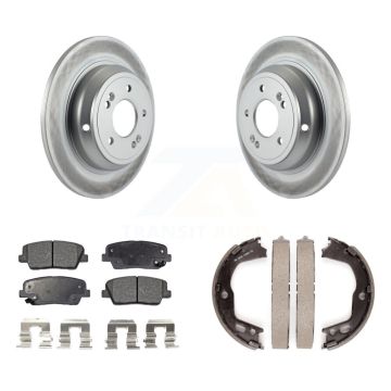 Rear Disc Coated Rotors Ceramic Pads And Parking Brake Shoes Kit For Hyundai Genesis KGT-103913