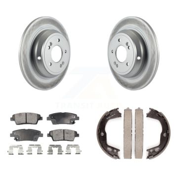Rear Disc Coated Rotors Ceramic Pads And Parking Brake Shoes Kit For Hyundai Genesis KGT-103914