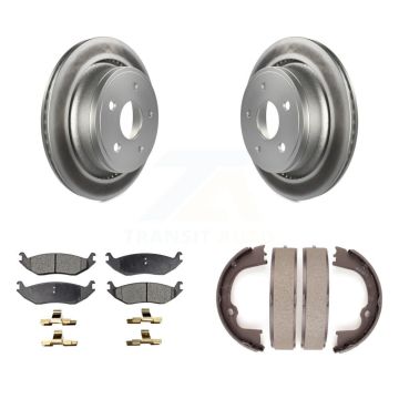 Rear Disc Coated Rotors Ceramic Pads & Parking Shoes Kit For Ram 1500 Classic Dodge Aspen KGT-103915