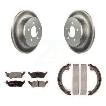 Rear Disc Coated Rotors Ceramic Pads Parking Shoes Kit For Dodge Grand Caravan Chrysler & KGT-103928