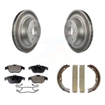 Rear Disc Coated Rotors Ceramic Pads Parking Shoes Kit For 2010 Mercedes-Benz E350 Coupe KGT-103936