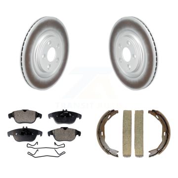 Rear Disc Coated Rotors Ceramic Pads And Parking Brake Shoes Kit For Mercedes-Benz E400 KGT-103937