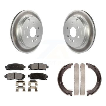 Rear Disc Coated Rotors Ceramic Pads Parking Brake Shoes Kit For GMC Acadia Buick Enclave KGT-103941