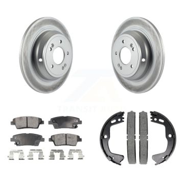 Rear Disc Coated Rotors Ceramic Pads And Parking Brake Shoes Kit For Hyundai Genesis G80 KGT-103944
