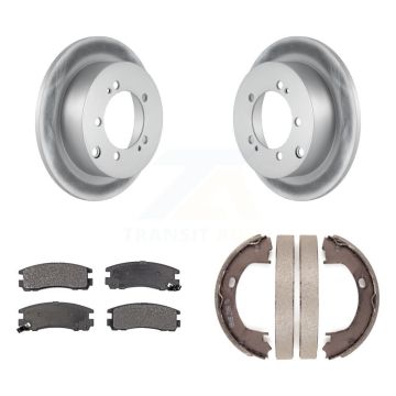Rear Disc Coated Rotors Ceramic Pads Parking Brake Shoes Kit For Mitsubishi Eclipse Dodge KGT-103946