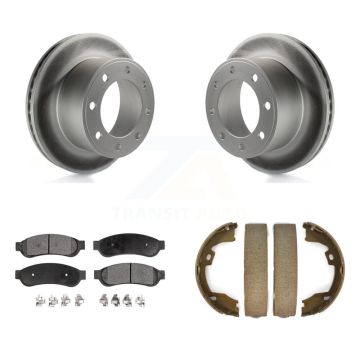 Rear Disc Coated Rotors Ceramic Pads & Parking Shoes Kit For Ford F-350 Super Duty F-250 KGT-103947